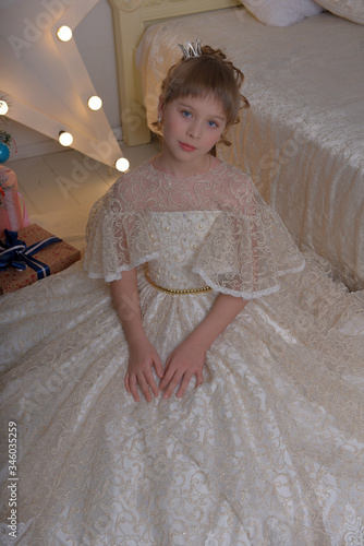 girl princess in alabaster dress