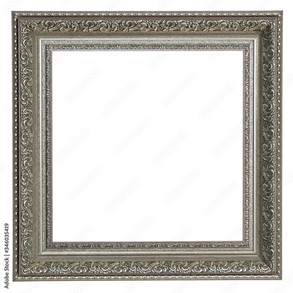 Silver frame. Isolated object on a white background. Silver frame. Isolated object on a white background.