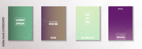 Folded Minimal Cover Vector Set. 80s Neon Music Poster. Modern Flyer 
