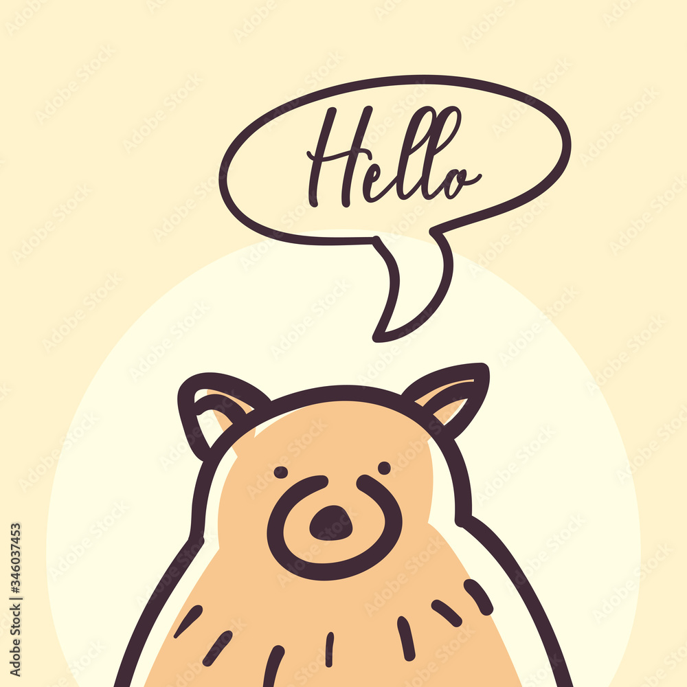 bear cartoon animal with hello bubble vector design bear cartoon animal with hello bubble vector design