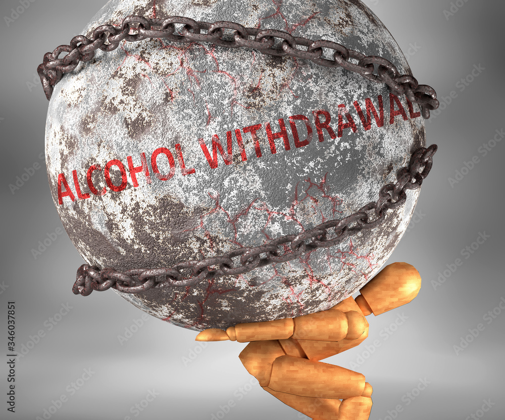 Εκτύπωση καμβά Alcohol withdrawal and hardship in life - pictured by word Alcohol withdrawal as
