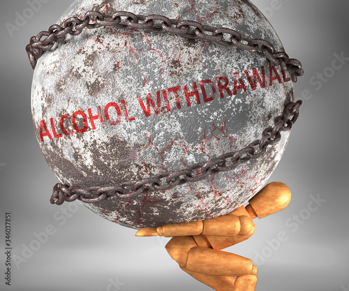 Εκτύπωση καμβά Alcohol withdrawal and hardship in life - pictured by word Alcohol withdrawal as