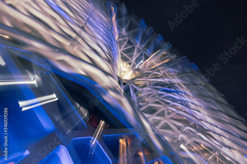 Blue abstract zoom burst architecture