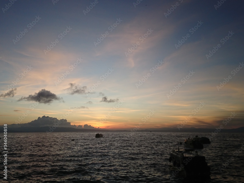 Morning view on the beach bone of fish Morning view on the beach bone of fish