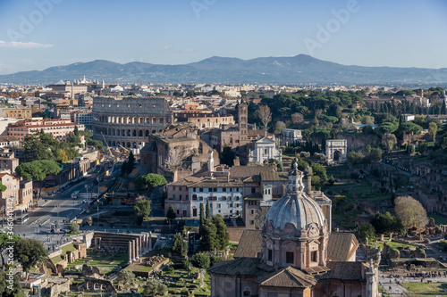 Foro Romano and Colosseum from Vittorio Emanuele II Monument // Rome, Italy