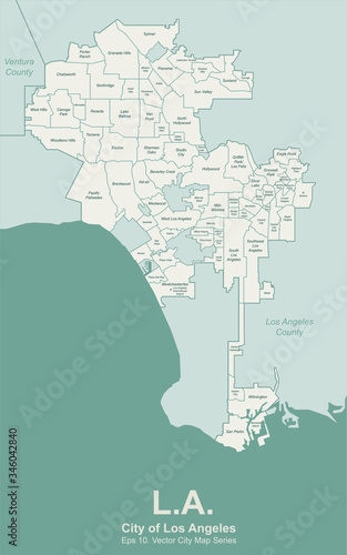 los angeles, L.A. city map. los angeles city, california vector map.