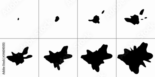 Sequential drawings blots for animation. Vector design.	
