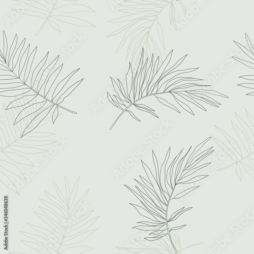 Vector tropical palm leaves seamless pattern. Vector summer delicate illustration. Pastel colors