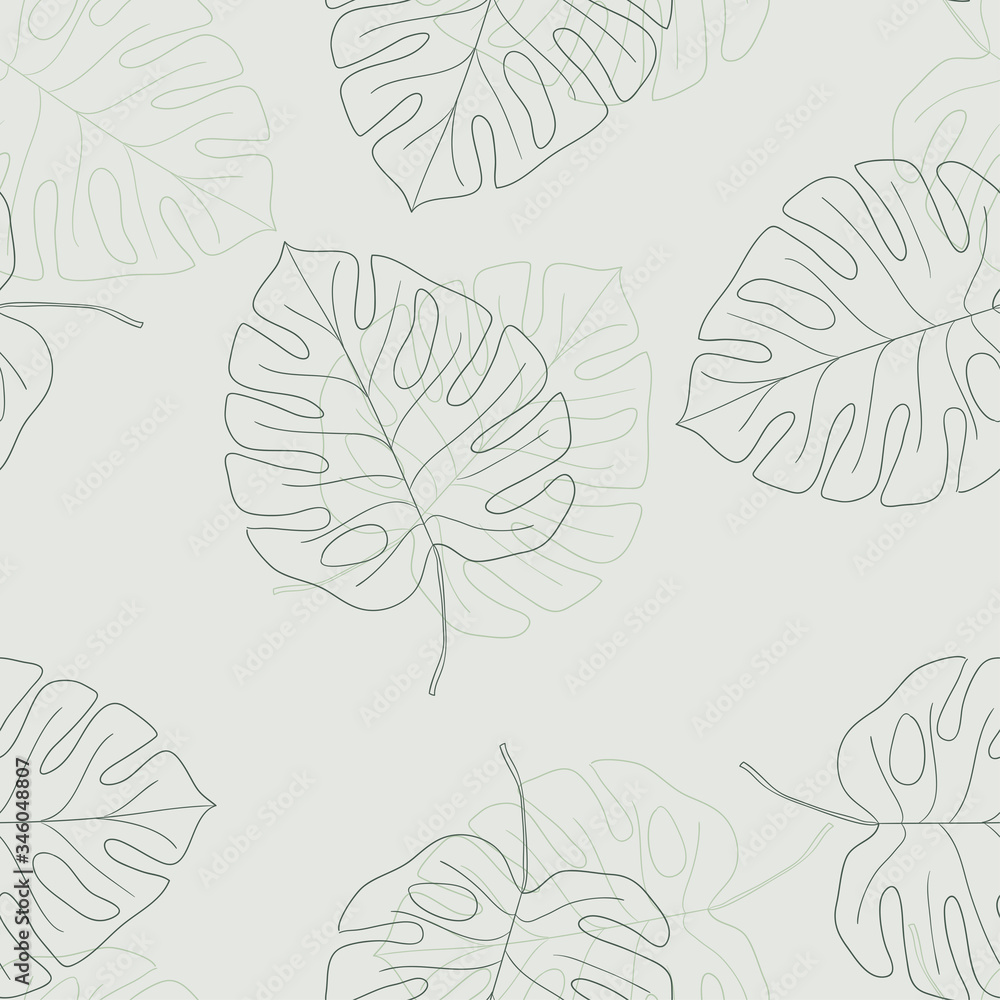 Vector tropical palm leaves seamless pattern. Vector summer delicate illustration. Pastel colors