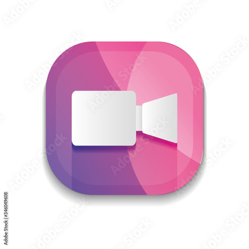 mobile app buttons concept, videocamera icon, detailed design