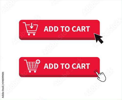 Add to cart icon. Shopping Cart icon. Hand clicking. Vector illustration.