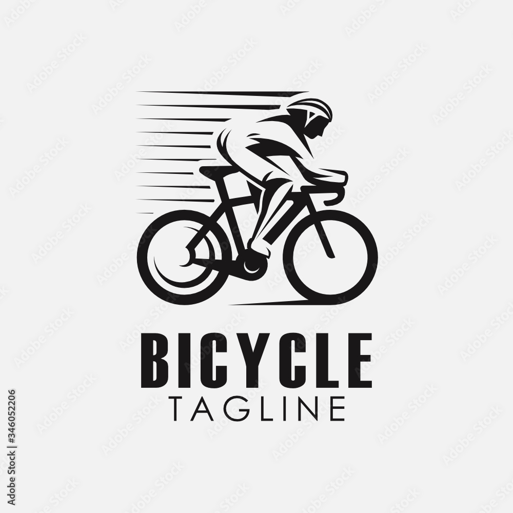 Fototapeta premium Minimalist retro bicycle, mountain bike, downhill sport logo design vector template