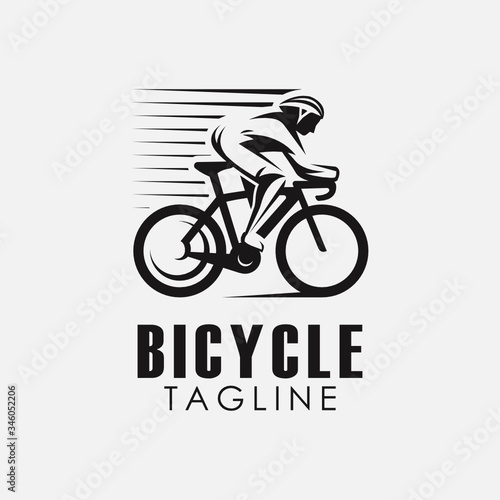 Minimalist retro bicycle, mountain bike, downhill sport logo design vector template