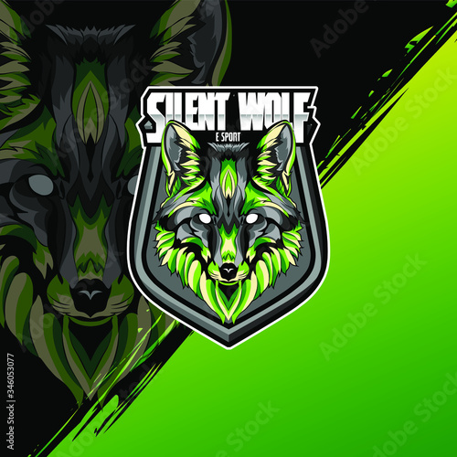 Green wolves mascot esport logo design