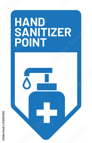 Vector illustration icon after quarantine sign for coronavirus outbreak concept. "HAND SANITIZER POINT" letter for service and business of restaurant,shop and cafe restriction after lock down.