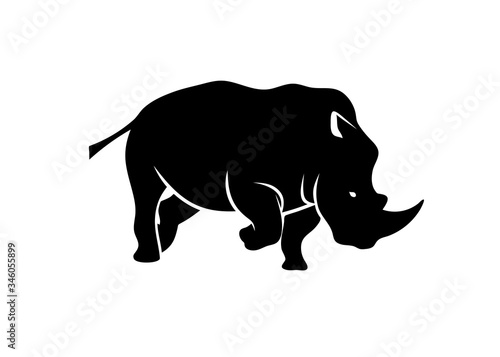 Rhino Logo vector, Rhinoceros logo monochrome color Business template