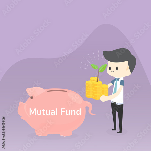 Businessman hold money coin think for invest in Mutual fund concept,