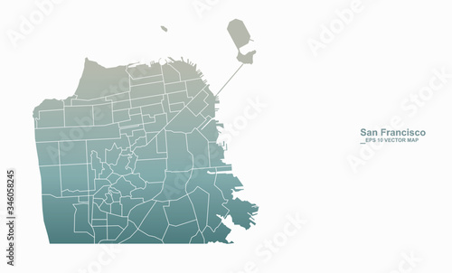 san francisco map. vector city map of san francisco, california, usa.