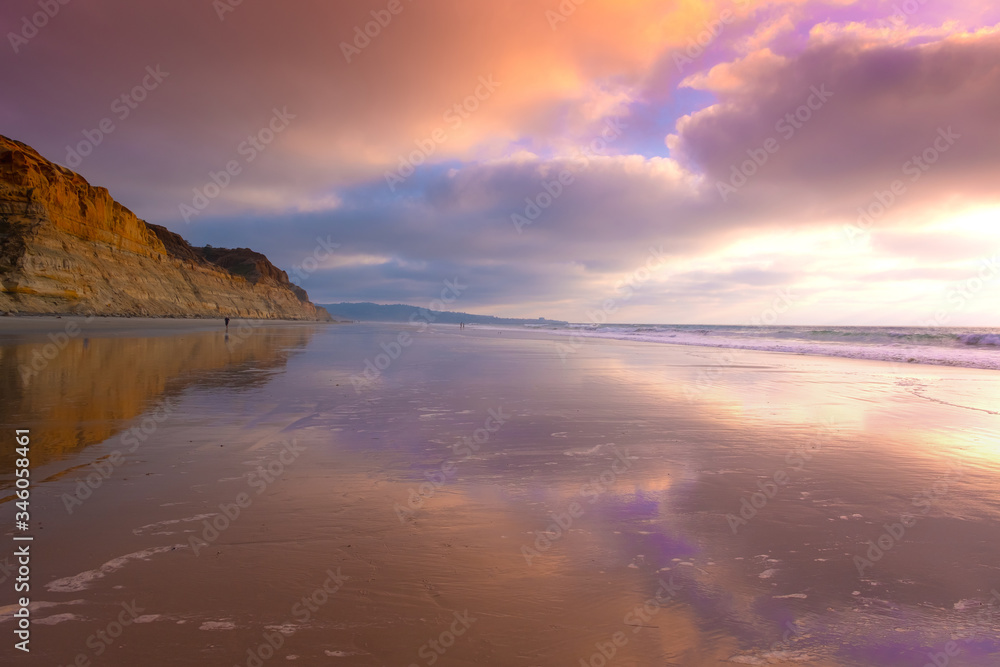 California Cliffs and Torrey Pines State Beach Landscape Scenic View at La  Jolla Shores north of San Diego,USA
