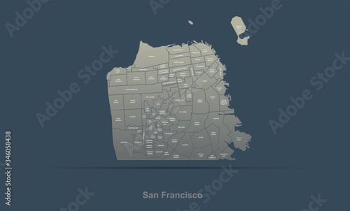 san francisco map. vector city map of san francisco, california, usa.