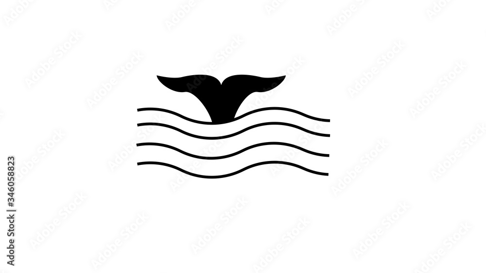 Hand drawn silhouette of mermaid's tail. Hand drawn silhouette of mermaid's tail.