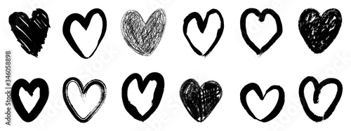 Heart icons set. Hand drawn hearts doodles collection. Medical health care and  love passion concept. Romance and love icon vector illustrations.