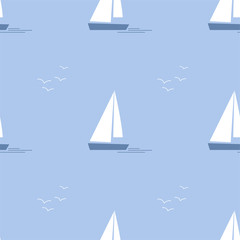 Papier peint photo Vagues de la mer patrons Bateaux et yachts cartoon colorés  © Irina 27
