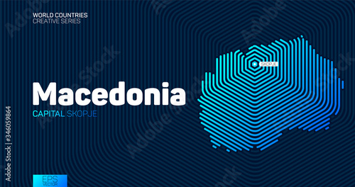Abstract map of Macedonia with hexagon lines