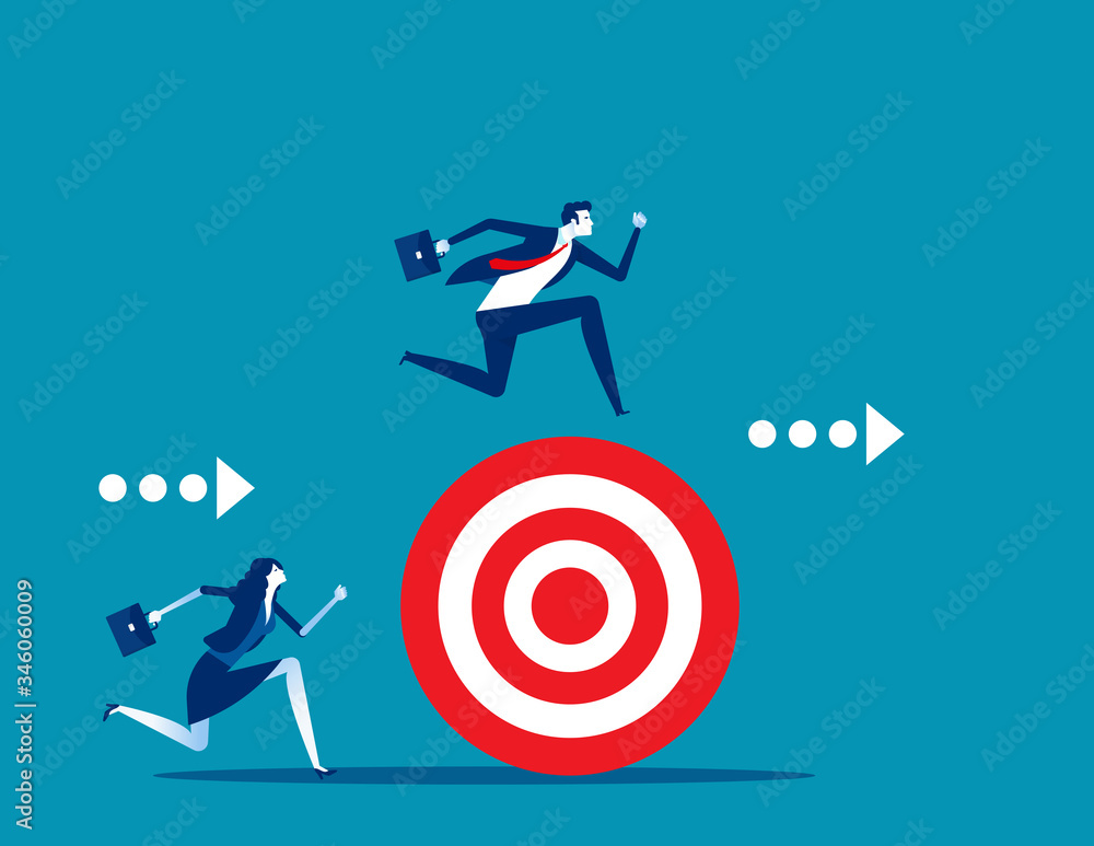 Person move forward with goals. The difference between goal and Non-Goal, Without goals Person move forward with goals. The difference between goal and Non-Goal, Without goals