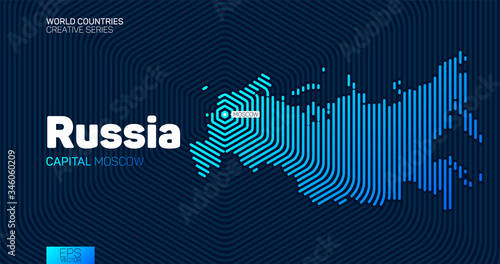 Abstract map of Russia with hexagon lines