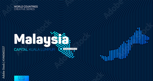 Abstract map of Malaysia with hexagon lines