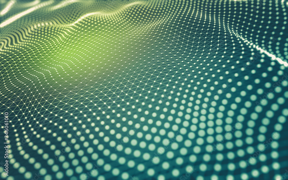 Obraz premium Abstract background. Molecules technology with polygonal shapes, connecting dots and lines. Connection structure. Big data visualization.