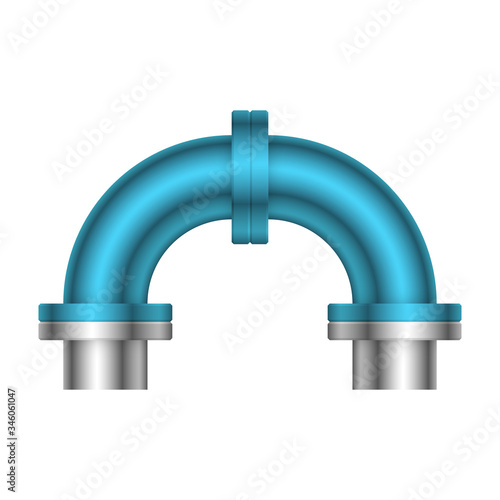 Pipe vector. Connection by flange fitting. For pipeline construction to transport liquid or gas in industry i.e. crude, oil, natural gas. Also water supply infrastructure in plumbing and irrigation.