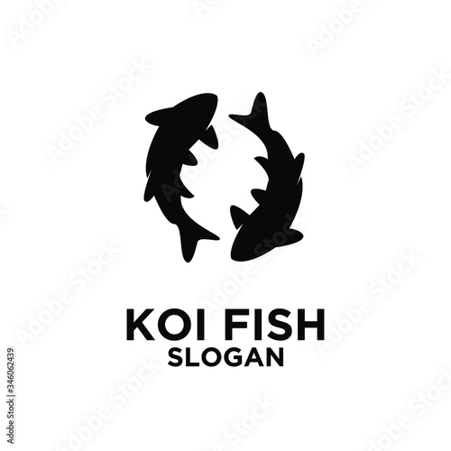 two black koi fish logo icon design