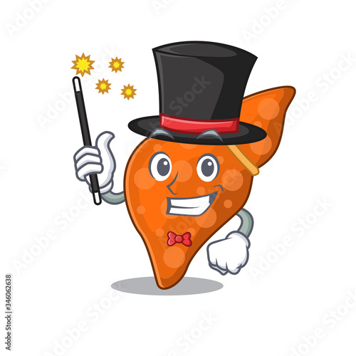 An attractive Magician of human hepatic liver cartoon design