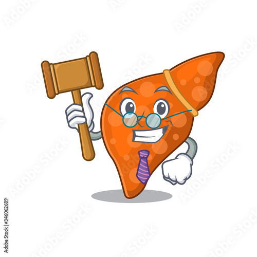 A humble judge of human hepatic liver cartoon character design wearing glasses