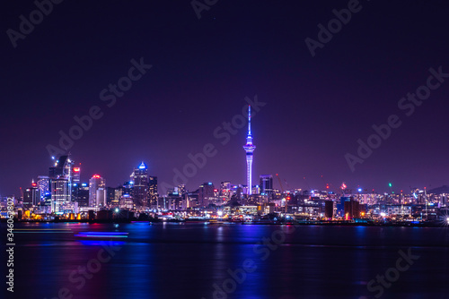 Auckland City and Skytower at Night, Skycity, Auckland, New Zealand