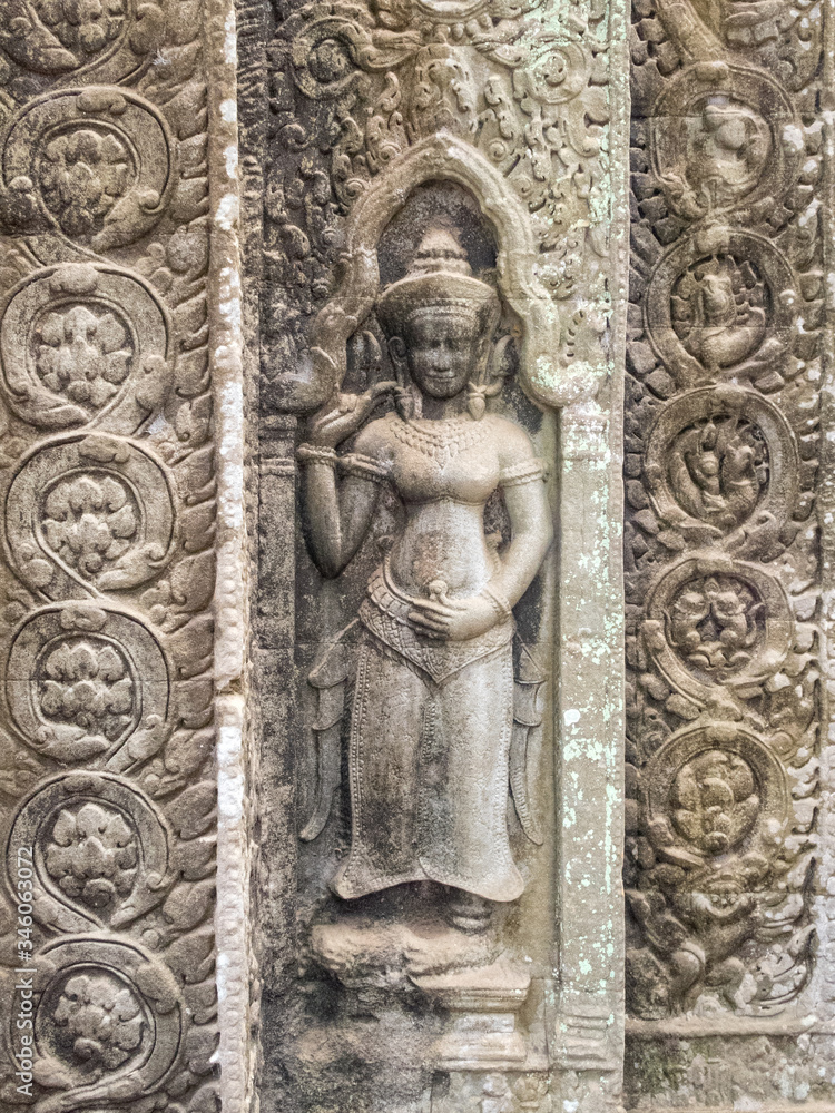 Devata on the wall of  Ta Prohm Temple - Siem Reap, Cambodia