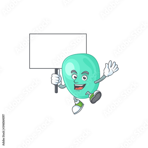 Sweet staphylococcus aureus cartoon character rise up a board