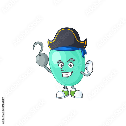 Cool pirate of staphylococcus aureus cartoon design style with one hook hand