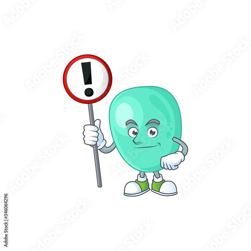 A picture of staphylococcus aureus cartoon character concept holding a sign