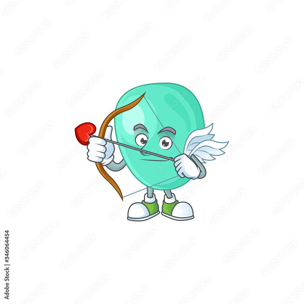 Charming picture of staphylococcus aureus Cupid mascot design concept with arrow and wings