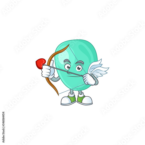 Charming picture of staphylococcus aureus Cupid mascot design concept with arrow and wings