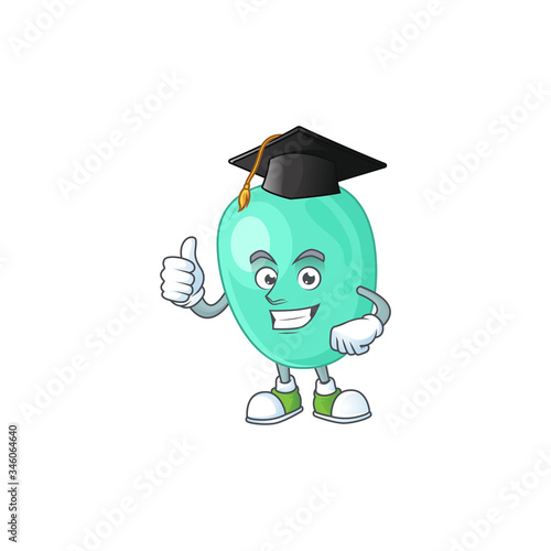 Mascot design concept of staphylococcus aureus proudly wearing a black Graduation hat