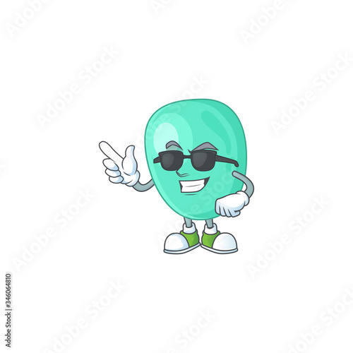 Super cute staphylococcus aureus cartoon character wearing black glasses