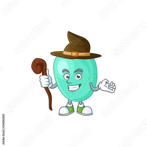 Cute and sneaky Witch staphylococcus aureus cartoon design style