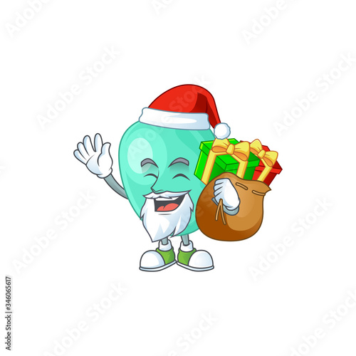 Santa staphylococcus aureus Cartoon character design with sacks of gifts