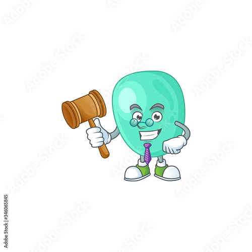 Charismatic Judge staphylococcus aureus cartoon character design with glasses