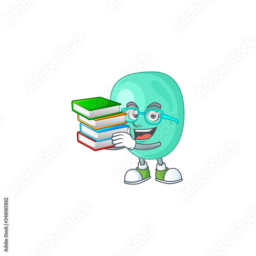 A mascot design of staphylococcus aureus student character with book