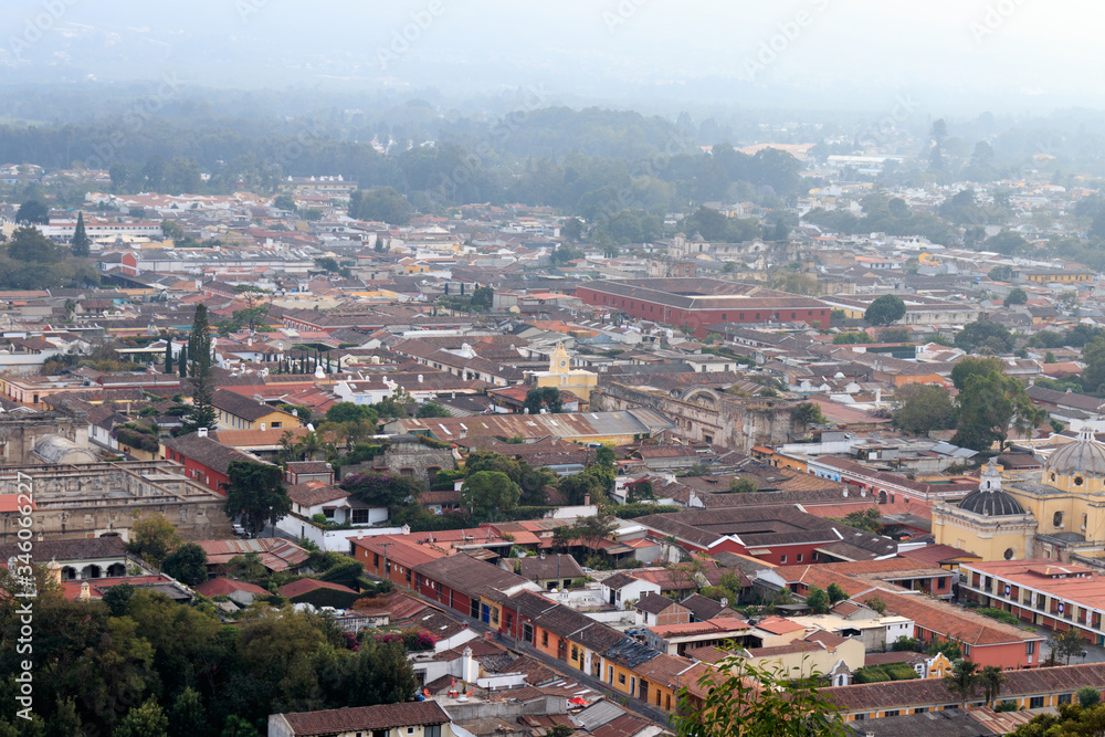 aerial view of antigua guatemala city